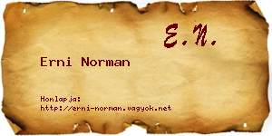 Erni Norman névjegykártya